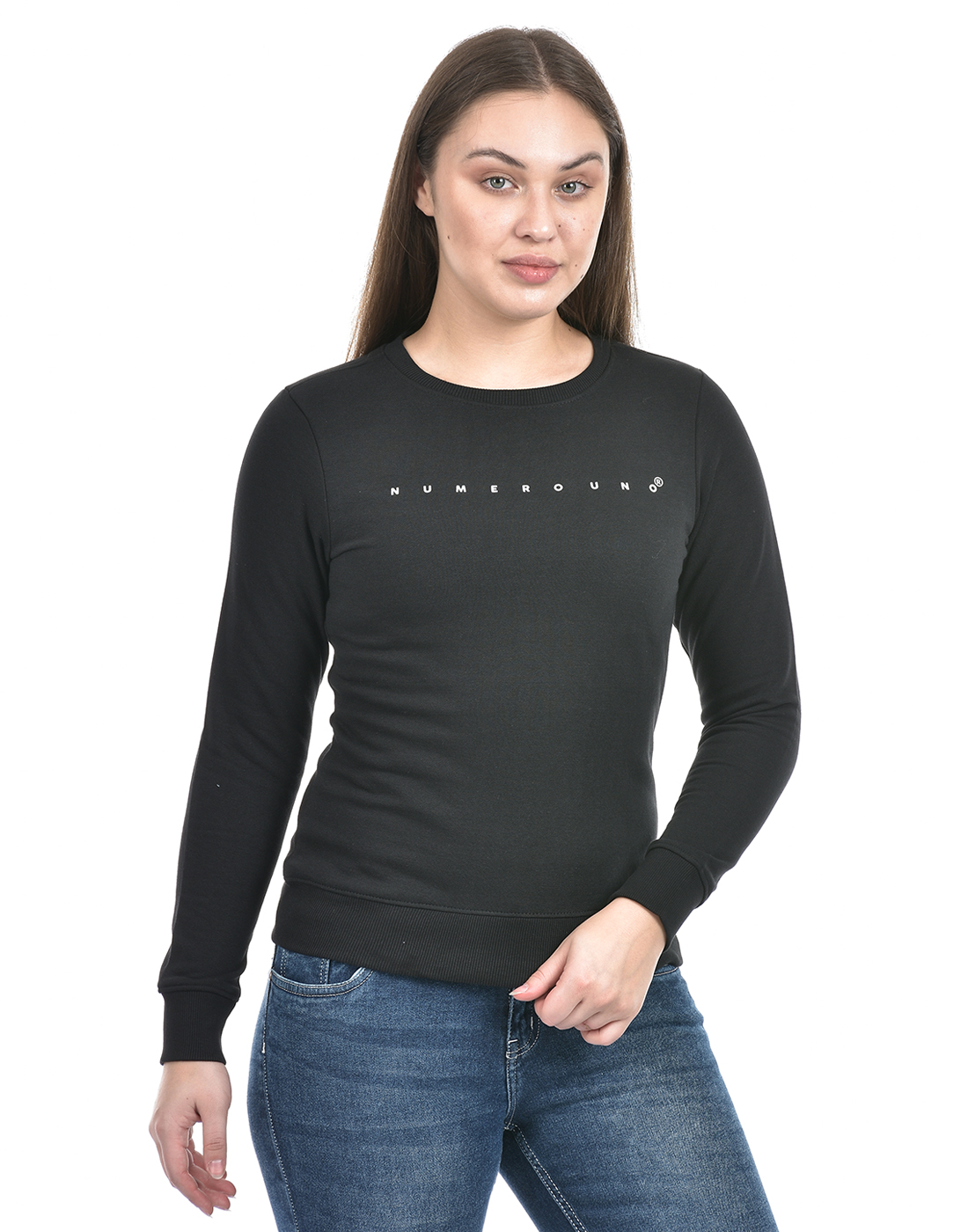 Numero Uno Women Abstract Black Sweat Shirt
